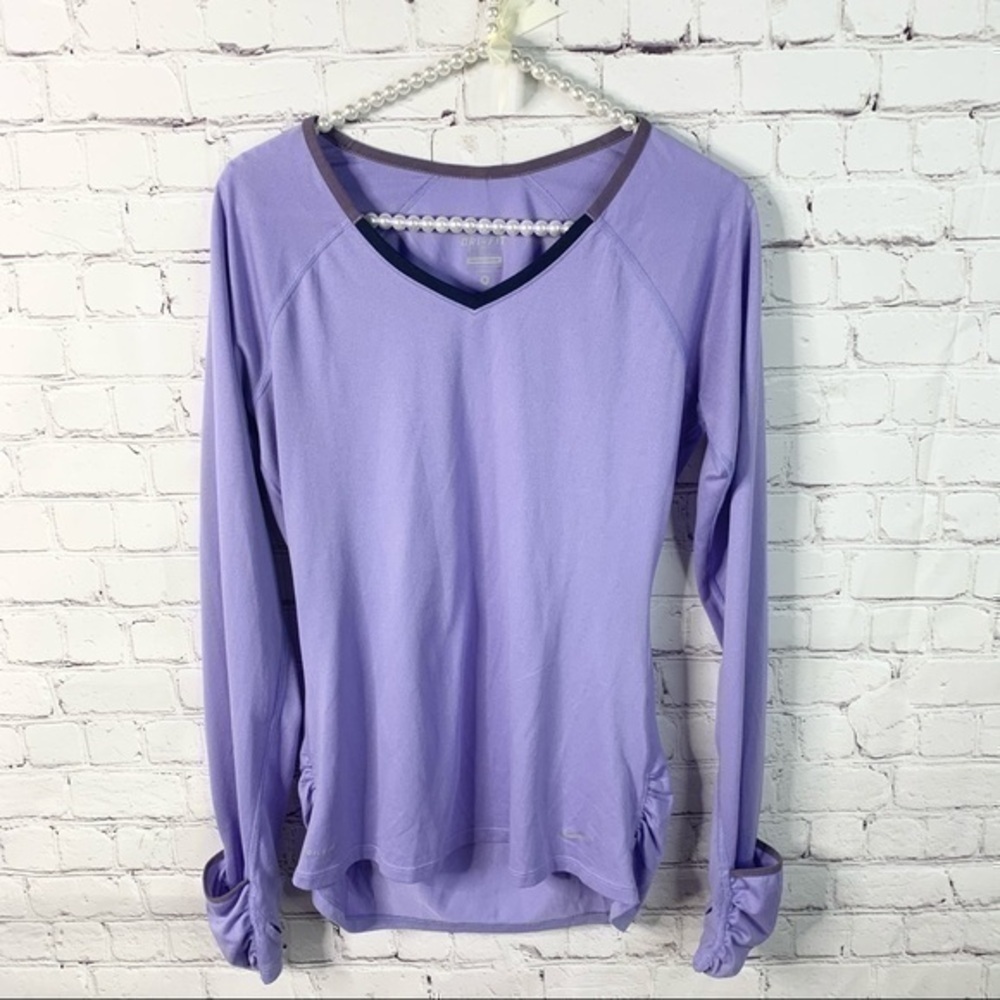 Nike Women's Top Relay Longsleeve Dri Fir Running Yoga Gym Purple NWOT